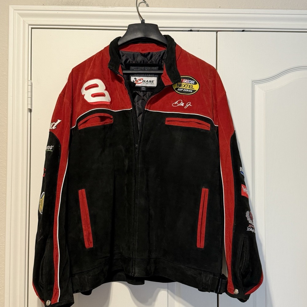 Vintage Nascar Nextel Racing Leather Jacket Mens 2XL Dale Earnhardt Jr Budweiser